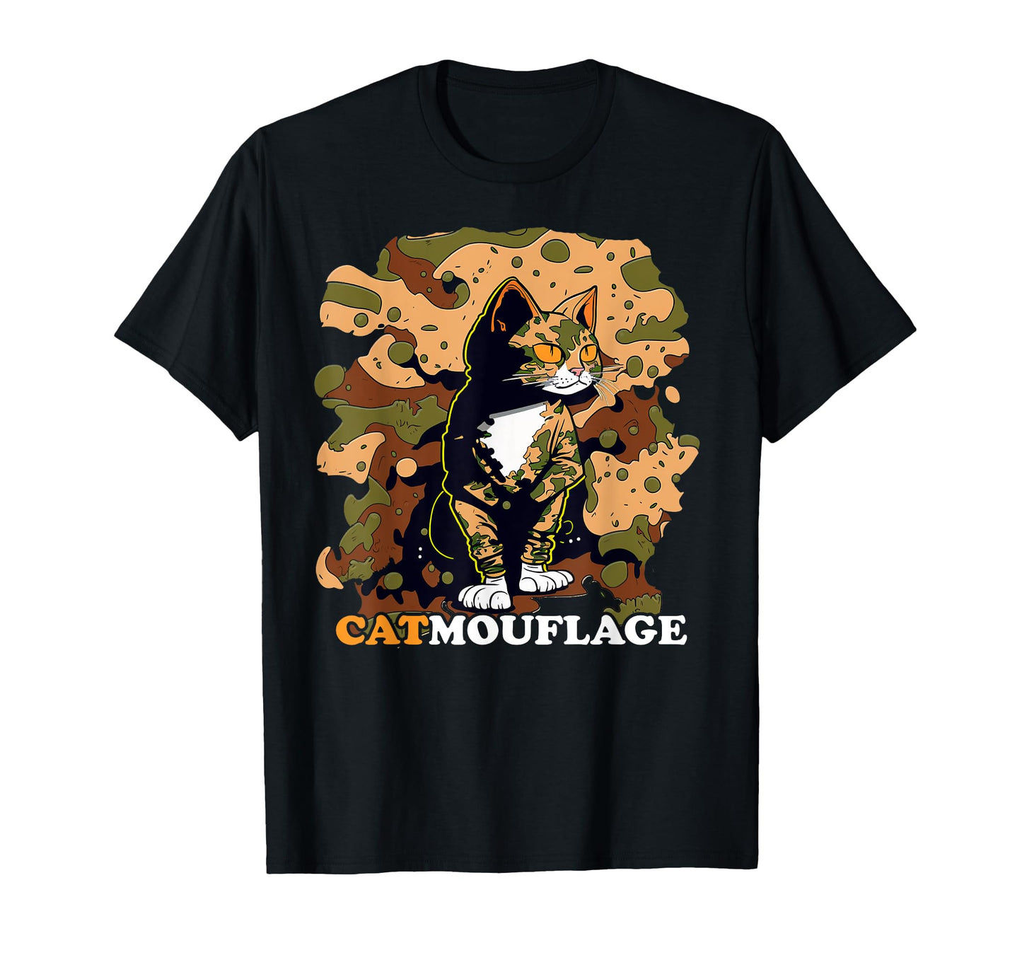 Funny Cat Pun Tshirt Catmouflage Camo Joke Kids Men Women T-Shirt