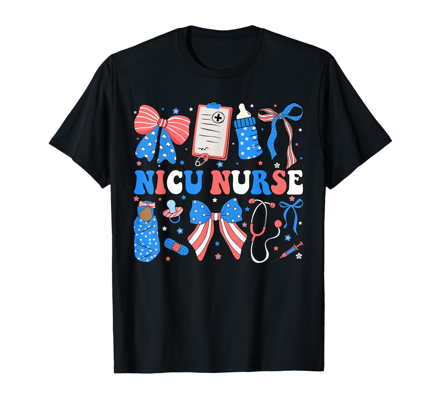 NICU Nurse 4th Of July American Flag Patriotic Nicu Nurse T-Shirt