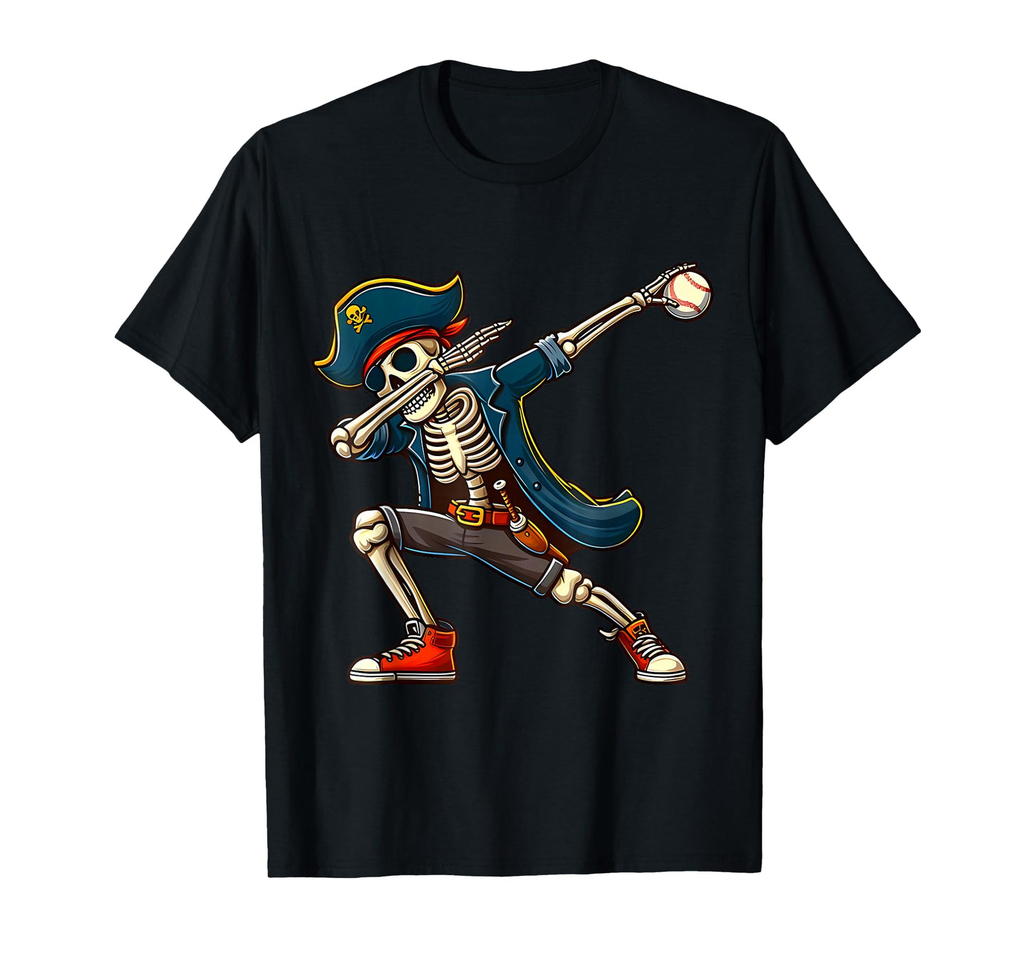 Spooky Pirate Halloween Skeleton Baseball Game Day Halloween T-Shirt