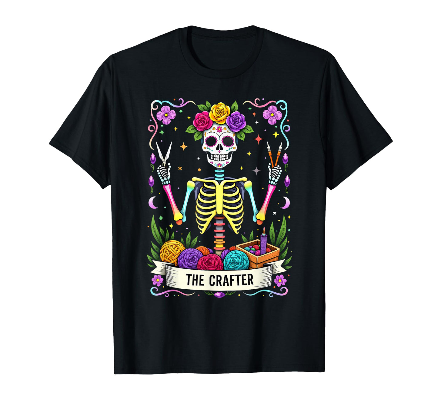 Gothic Tarot Card The Crafter Skeleton T-Shirt