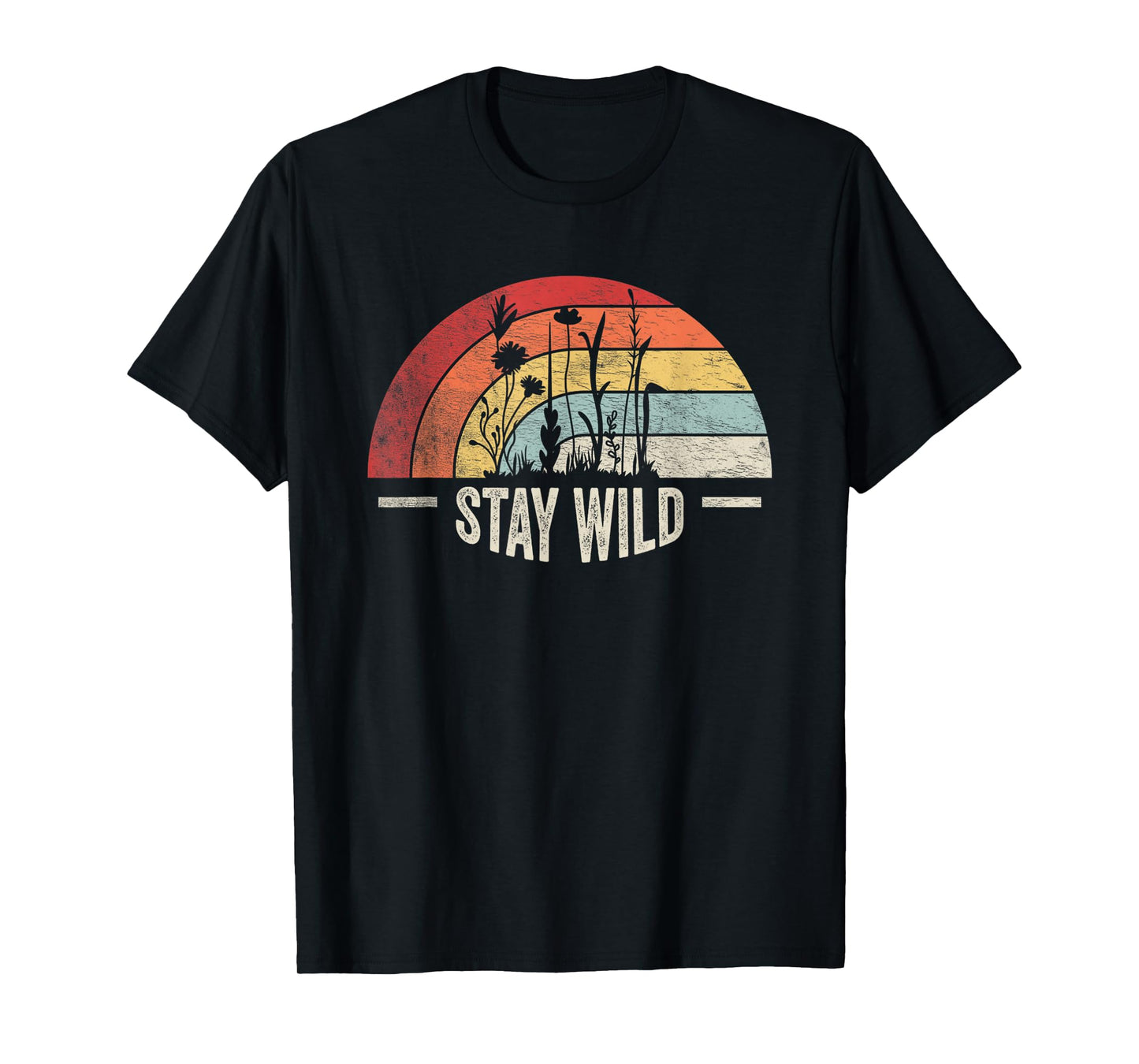 Retro Vintage Stay Wild Wildflower Inspirational Women Quote T-Shirt