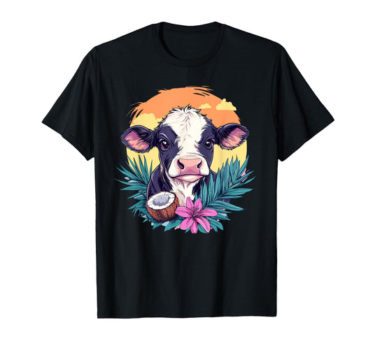 Cow And Coconut Sunset T-Shirt
