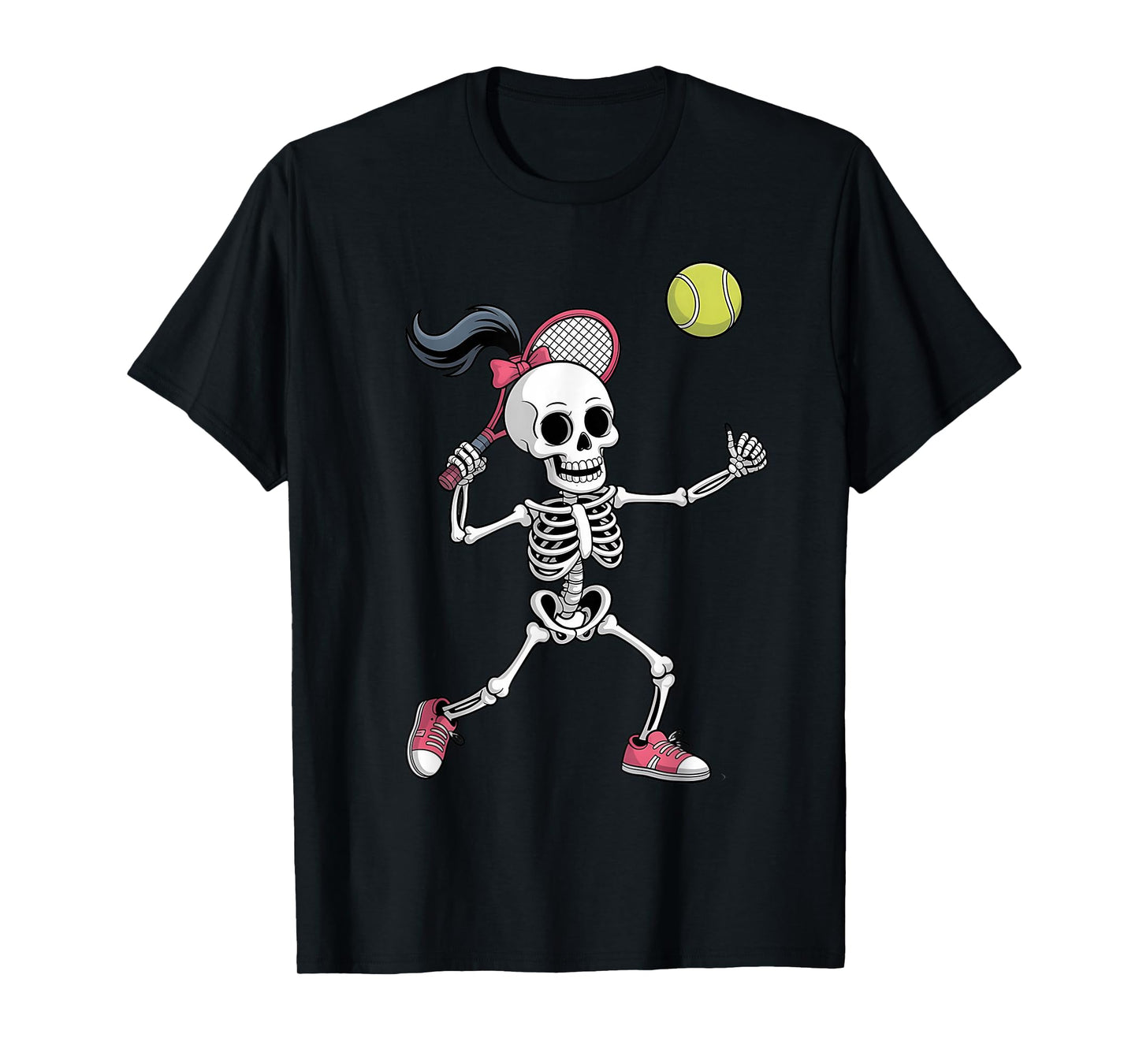 Skeleton Tennis Halloween Costume Funny Women Girls Kids T-Shirt