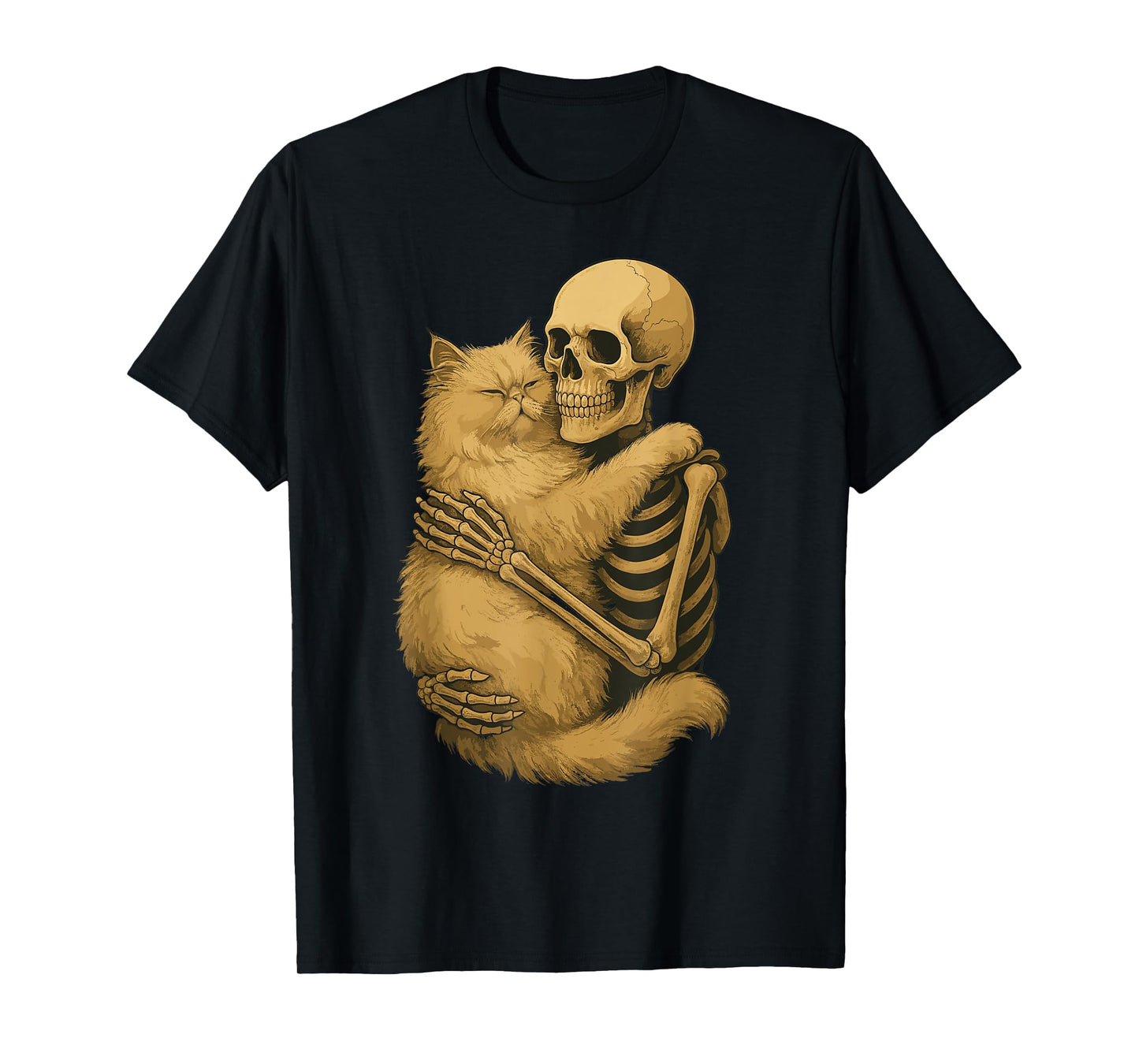 Skeleton Hugging Persian Cat T-Shirt