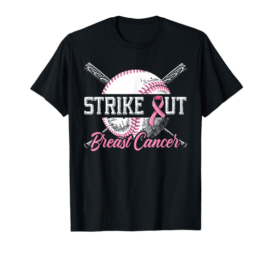 Strike Out Breast Cancer Baseball Breast Cancer Awareness T-Shirt