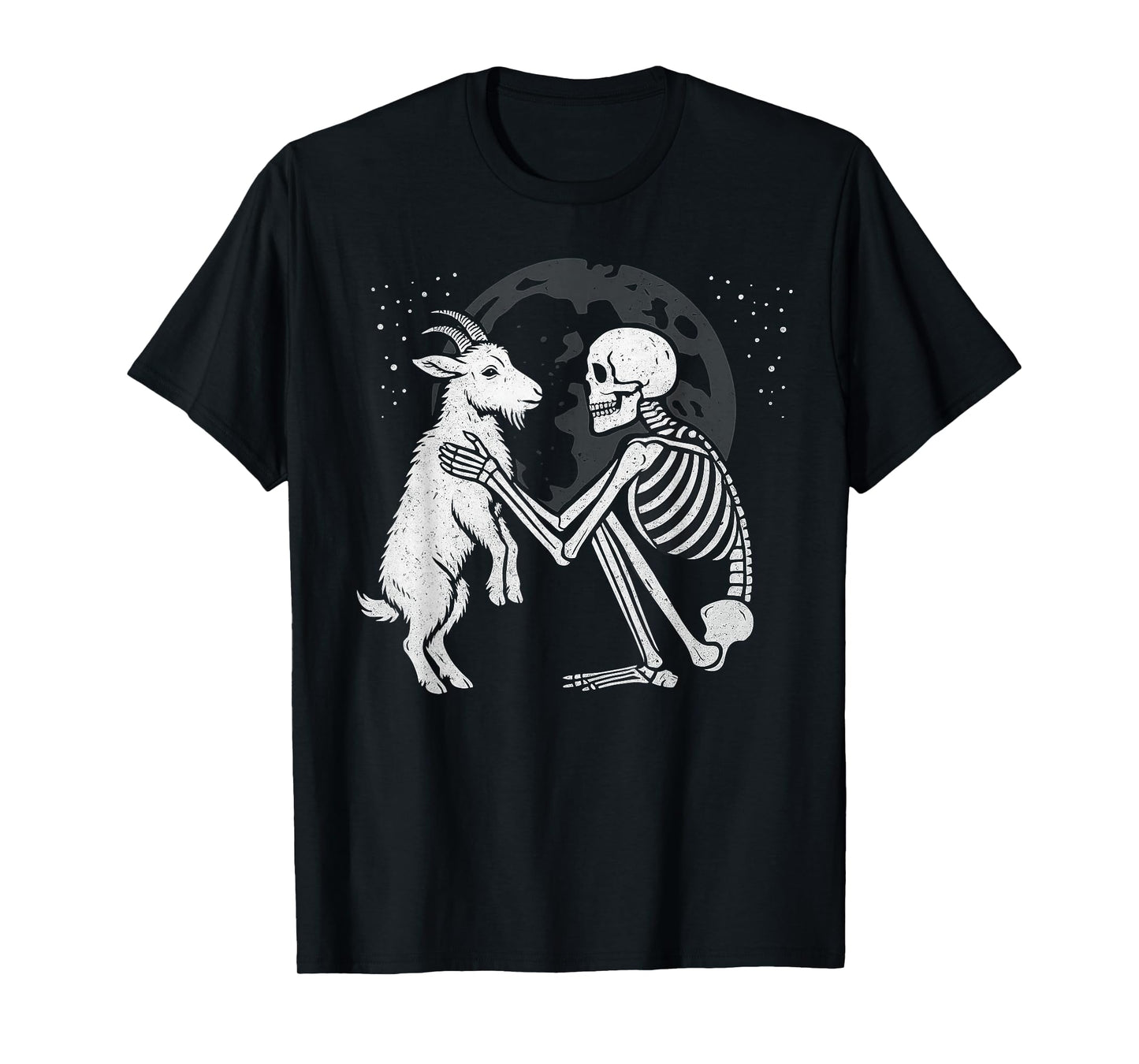 Goat Skeleton Moon Halloween Animal Lover T-Shirt