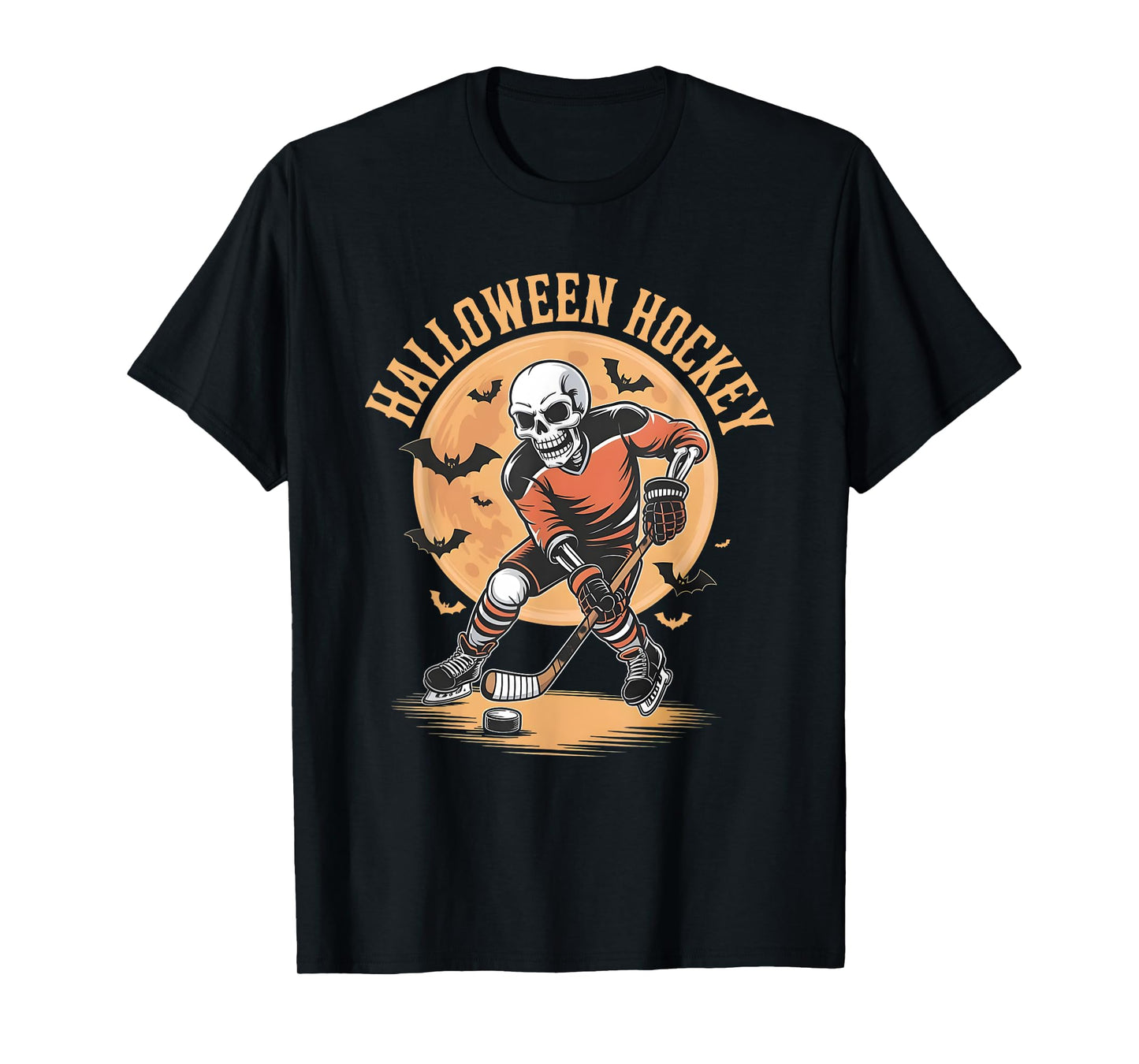 Halloween Skeleton Playing Hockey Vintage Skeleton Hockey T-Shirt