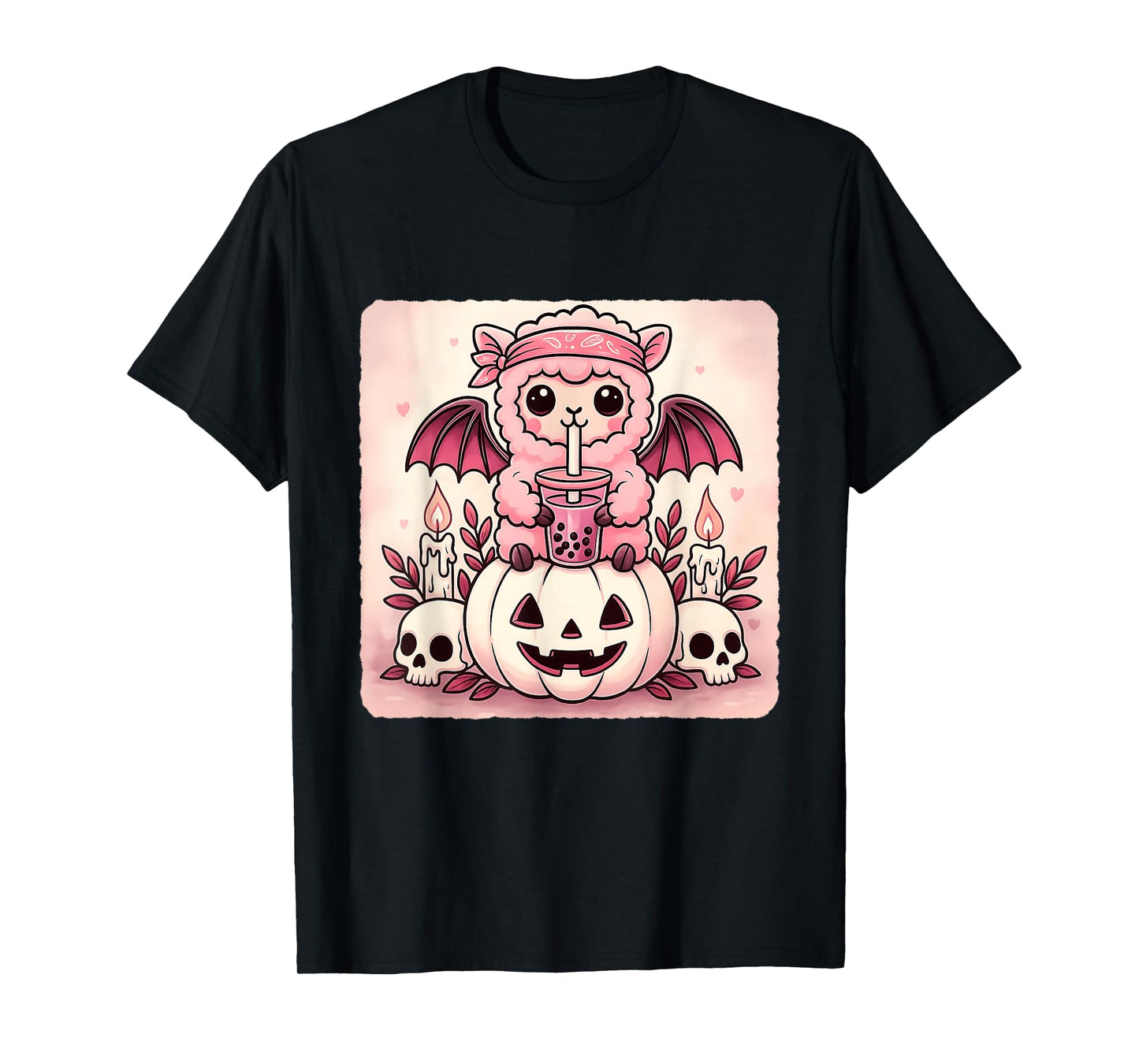 Alpaca Bat Kawaii Pastel Goth Creepy Cute Skeleton T-Shirt