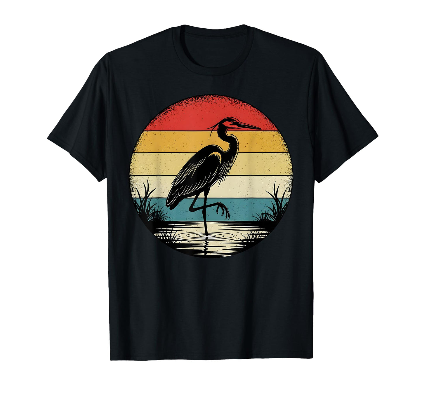 Retro Blue Heron Birdwatching T-Shirt