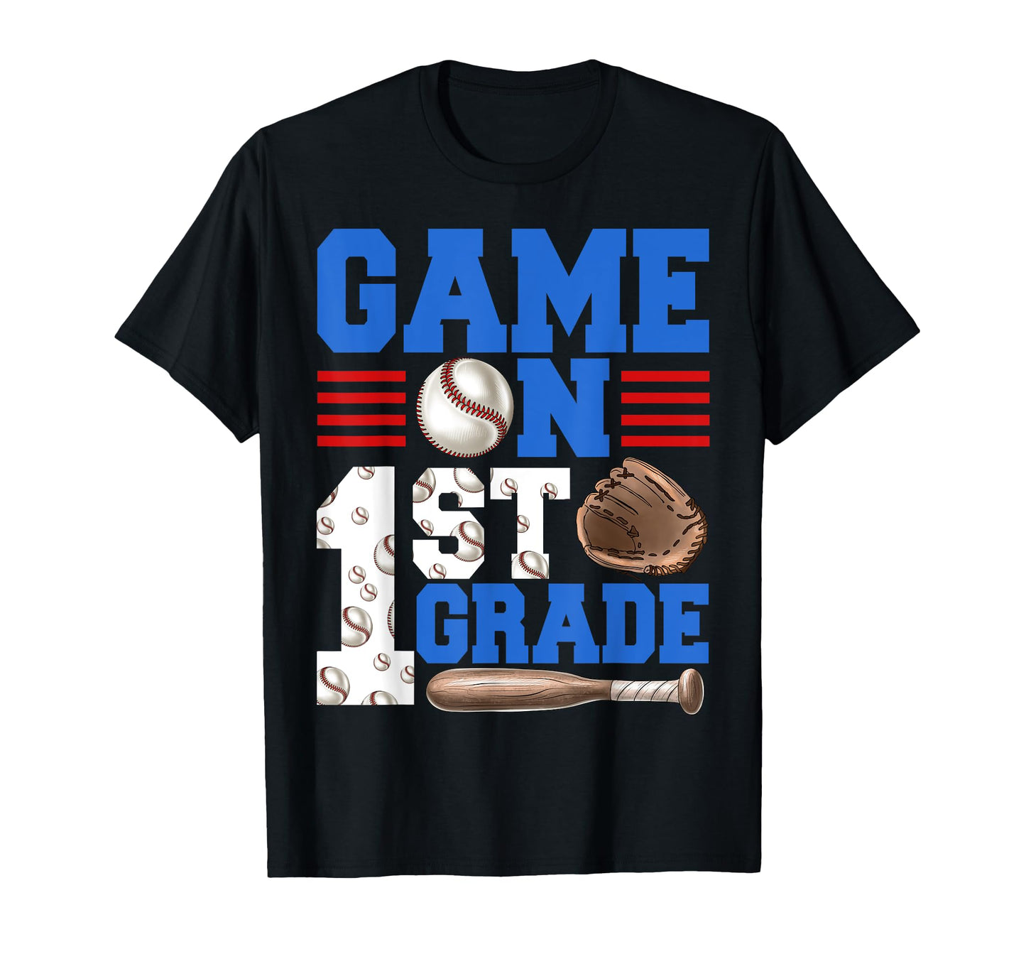 Game On 1st Grade With Baseball Player First Day Of School T-Shirt