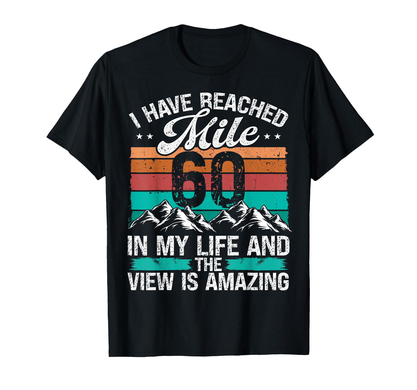 60 Year Old Hiker Mountains Hiking Vintage 60 Birthday T-Shirt