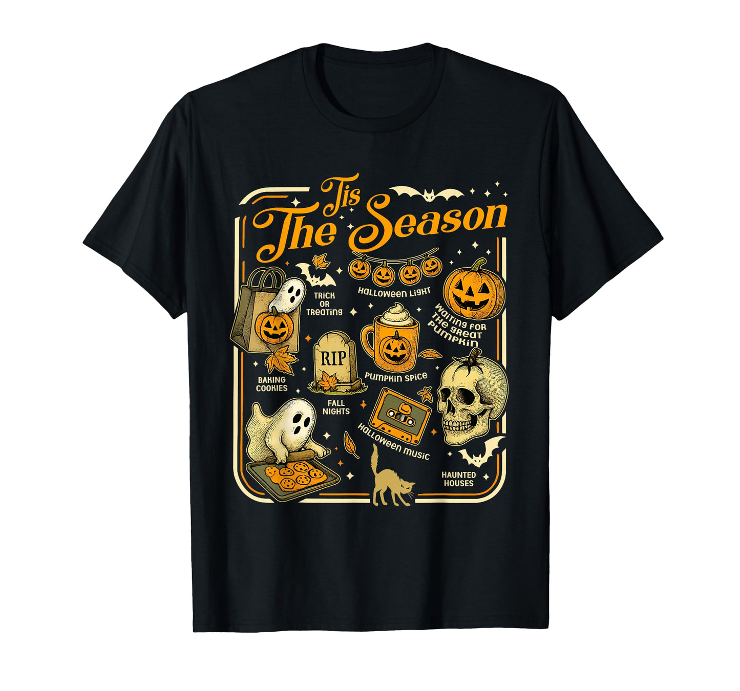 Retro Ghost and Skeleton Friends Fun Vintage T-Shirt