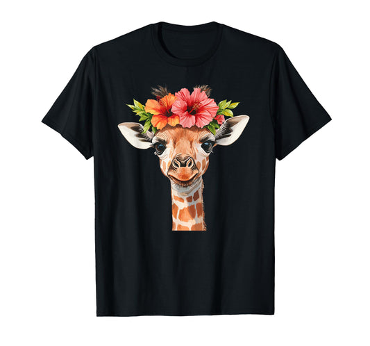 Adorable Giraffe With Flower Crown T-Shirt