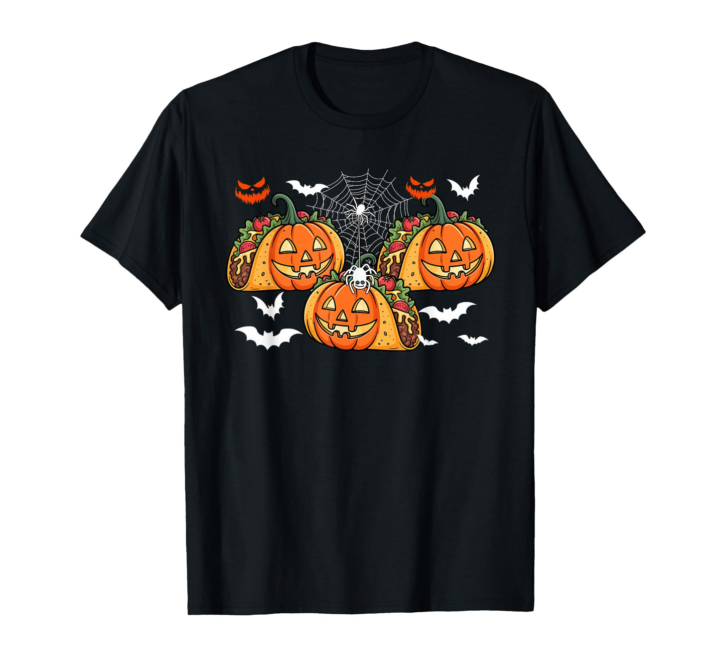 Three Horror Tacos As Carved Pumpkins Halloween Food Lover T-Shirt