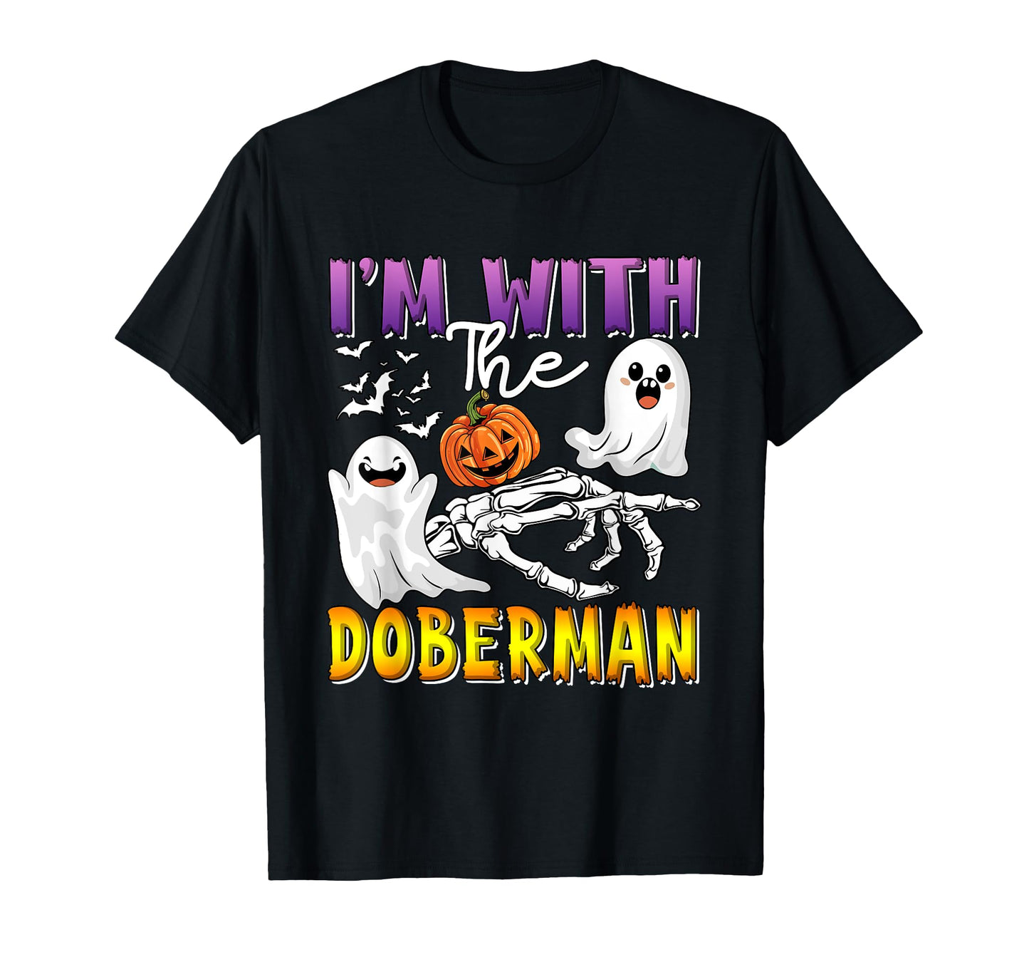 I'm with Doberman Halloween Boo Ghost Funny Single Owner T-Shirt