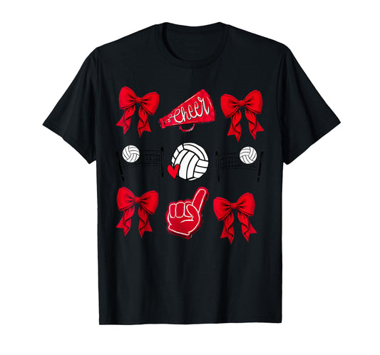 Volleyball Coquette Bow Volleyball Mom Game Day Women Girls T-Shirt