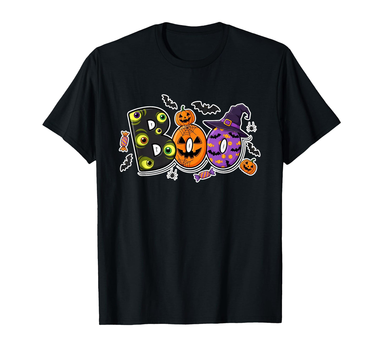 Halloween Boo Spooky Spiders and Bats Fun Family T-Shirt