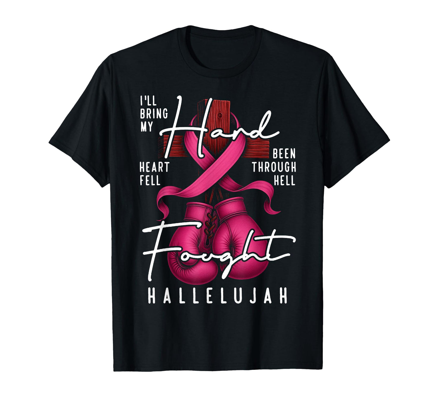 Breast Cancer Awareness Christian Hard Fought Hallelujah God T-Shirt