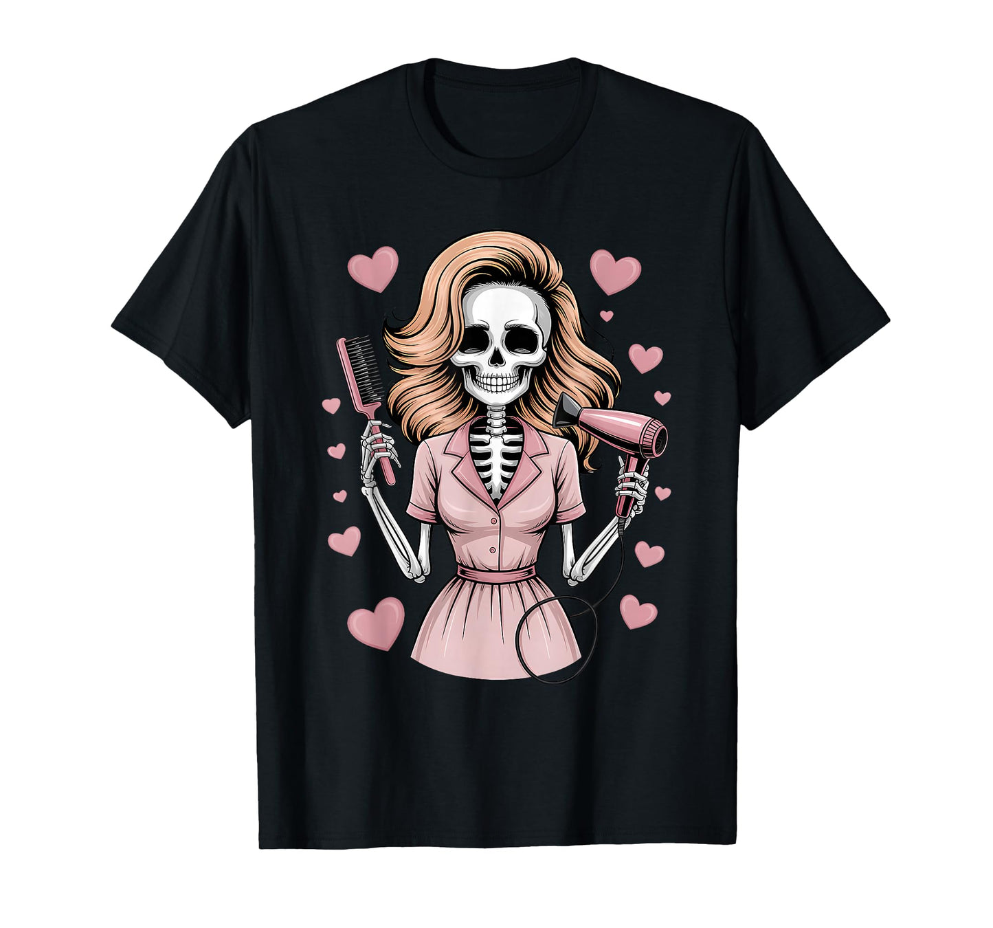 Funny Halloween Skeleton Hairdresser Hairstylist Men Women T-Shirt