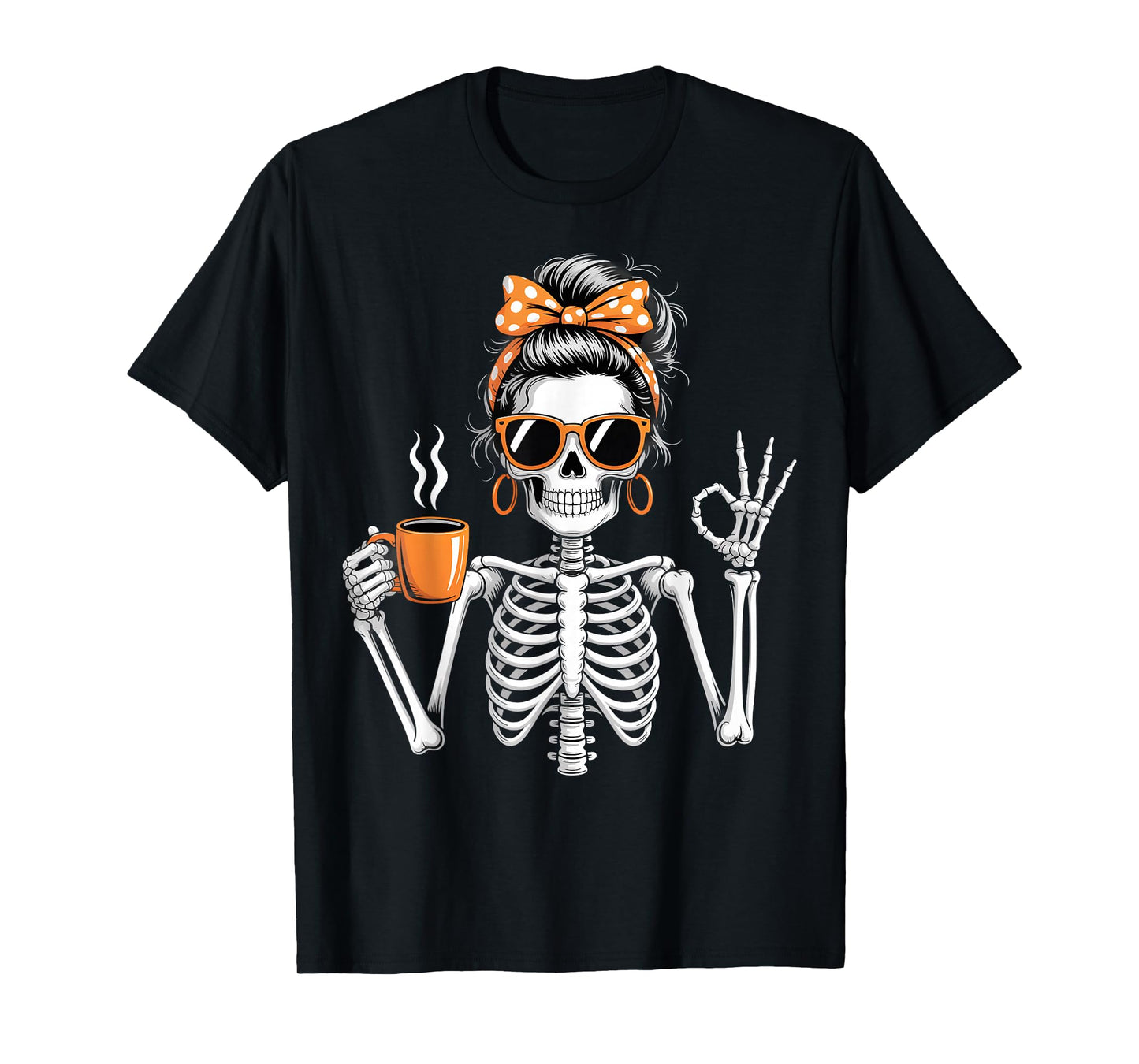 Sassy Skeleton Coffee Humor Halloween Aesthetic T-Shirt