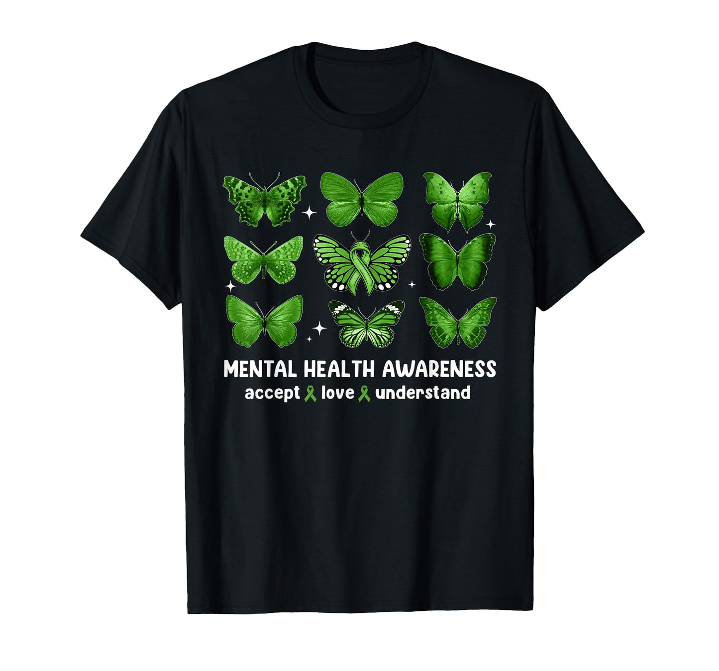Butterfly Mental Health Awareness Accept Love Understand Kid T-Shirt