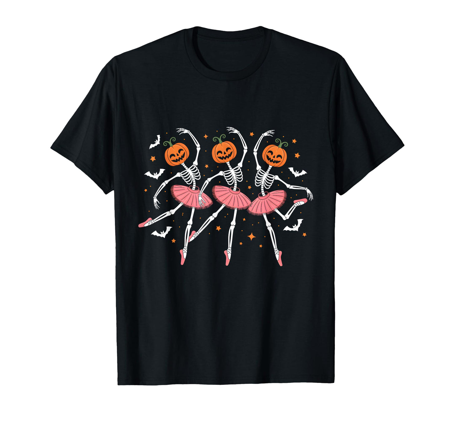 Ballet Pumpkin Skeleton Scary Halloween Men Women Boys Girl T-Shirt