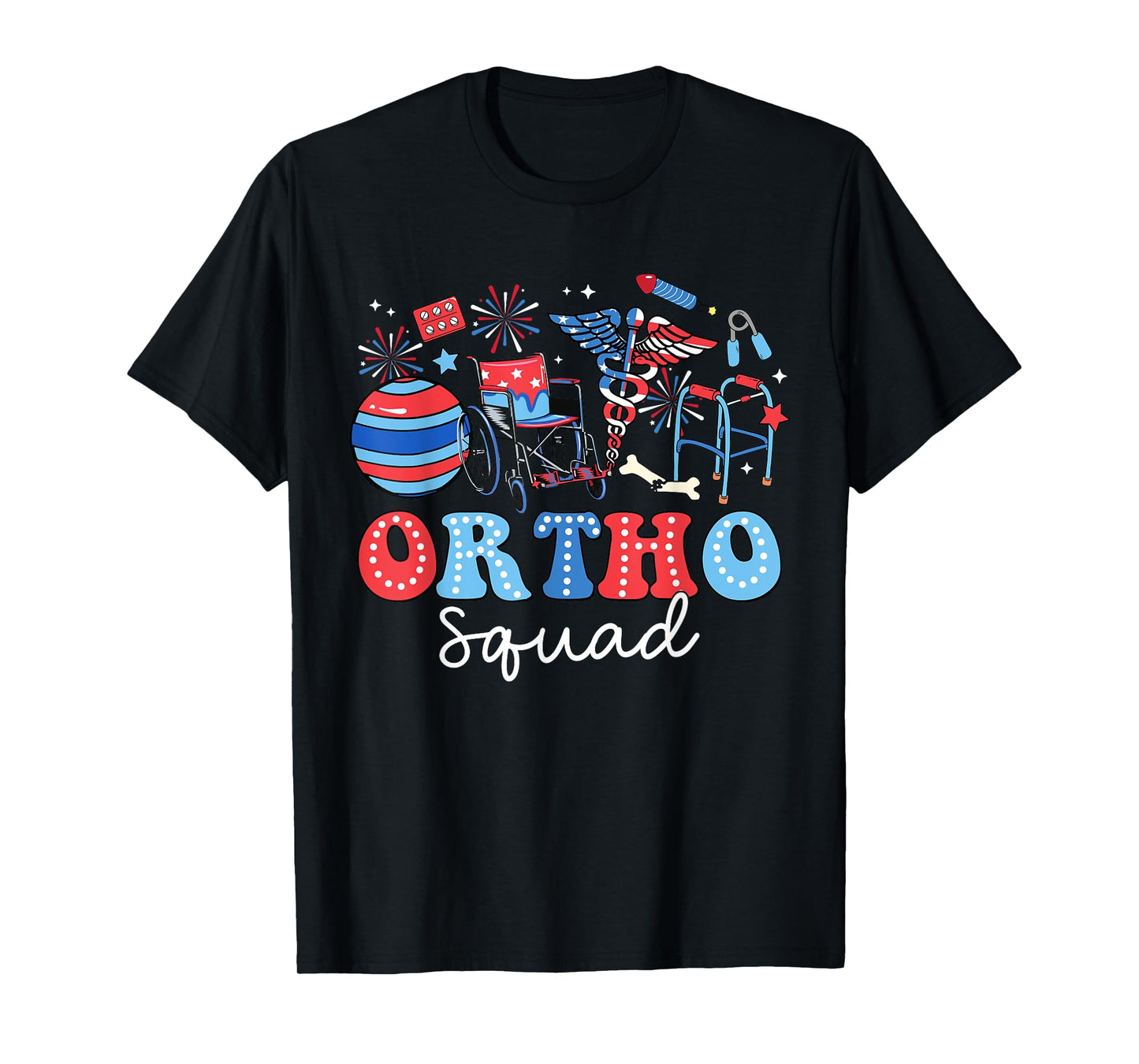 Groovy Ortho Squad USA Flag Ortho Nurse 4th Of July Women Men T-Shirt