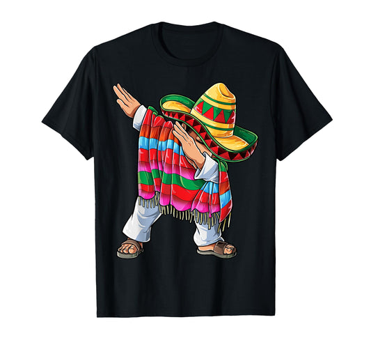 Dabbing Mexican Cinco de Mayo Poncho Men Women Dab Sombrero T-Shirt