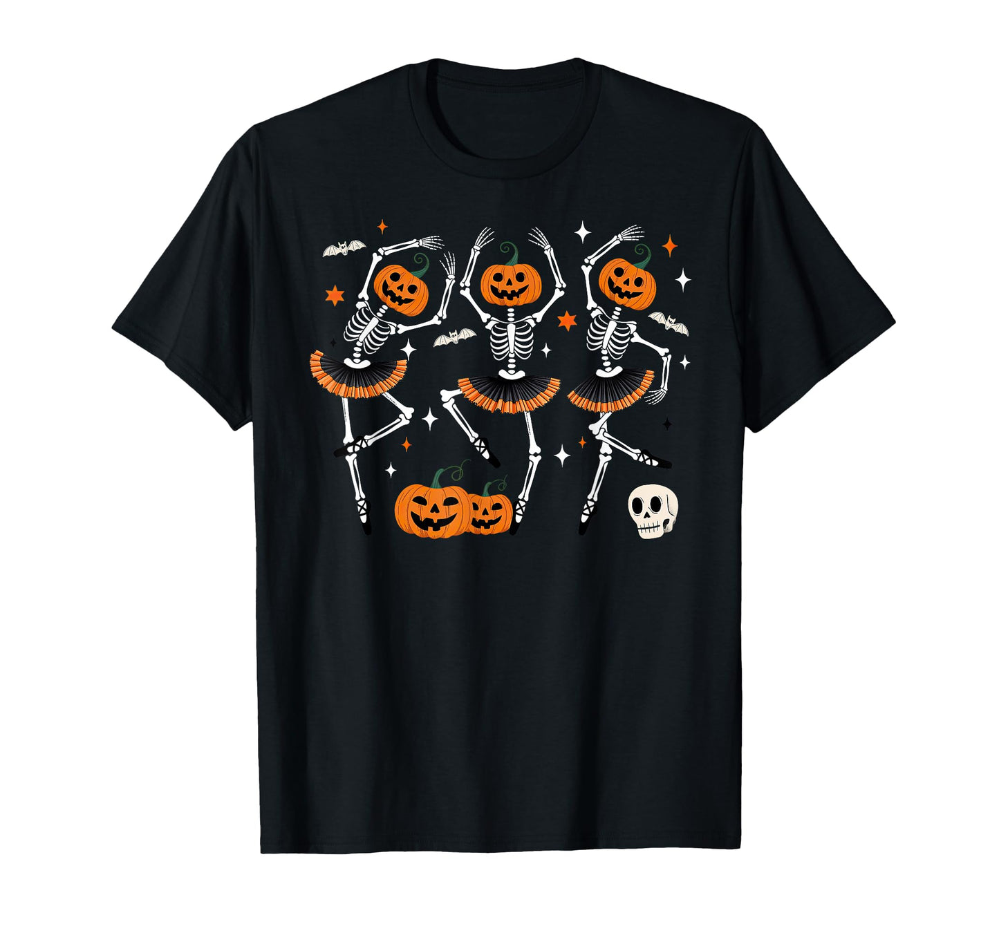 Ballet Pumpkin Skeleton Halloween T-Shirt