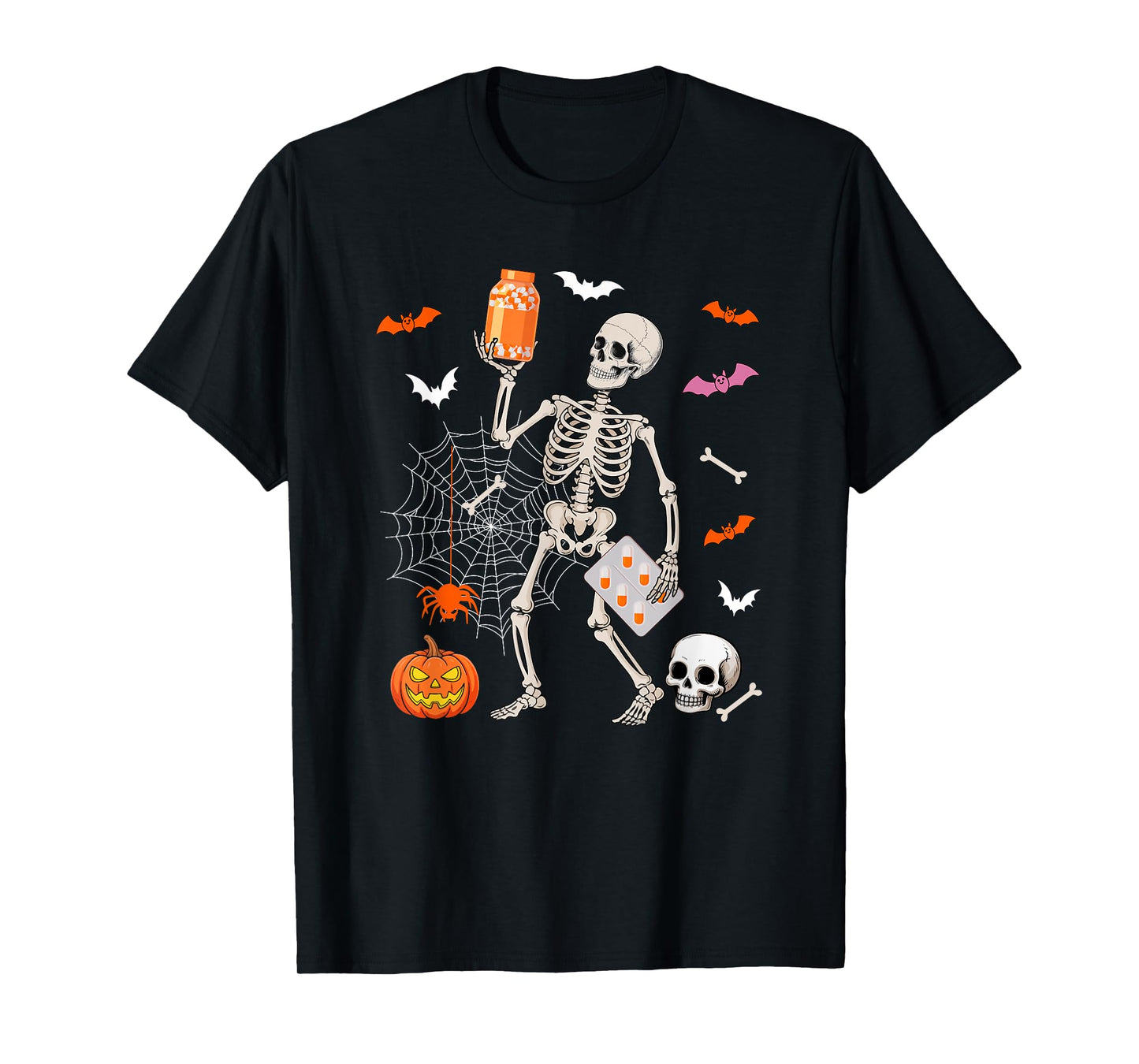 Pharmacist Job Horror Skeleton Halloween Costume Team T-Shirt