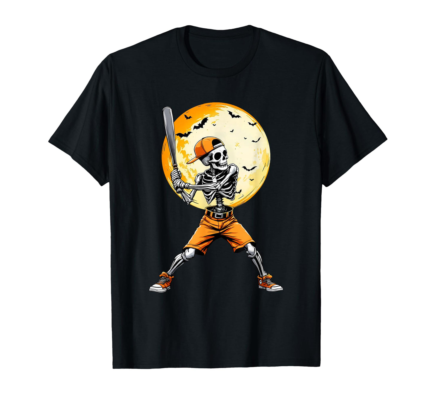 Funny Spooky Skeleton Baseball Tee | Boys & Kids Halloween T-Shirt