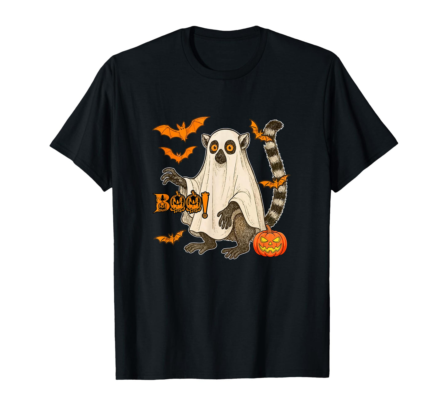 Boo Halloween Lemur Cosplay Ghost Costume Animal Lover T-Shirt