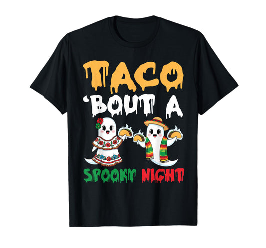 Cute Ghosts with Tacos Halloween Spooky Taco Bonita Night T-Shirt