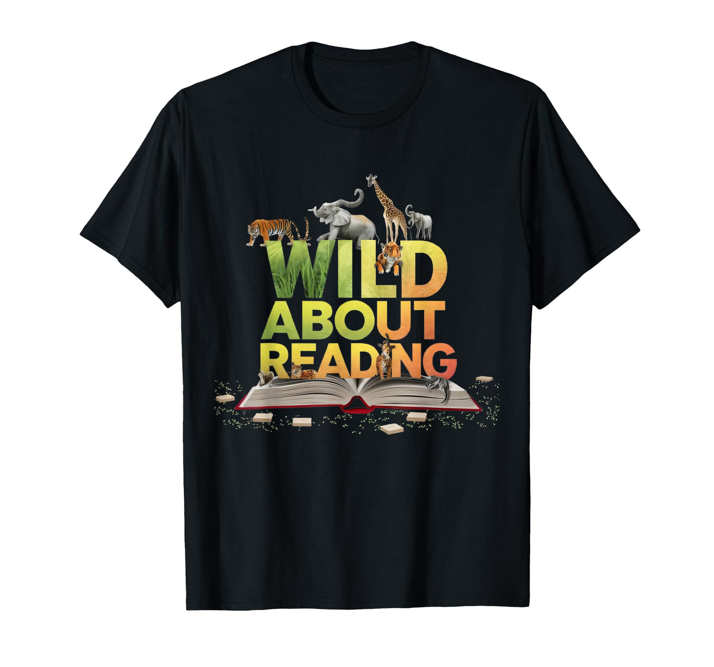 Wild About Reading Books Lovers Novelty Bookworm Library Day T-Shirt