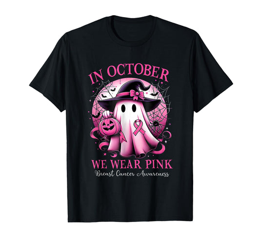 Breast Cancer Halloween Women in October We Wear Pink T-Shirt