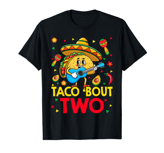 Cute Taco Bout Two 2nd Second Birthday 2 Year Old Boys Girls T-Shirt
