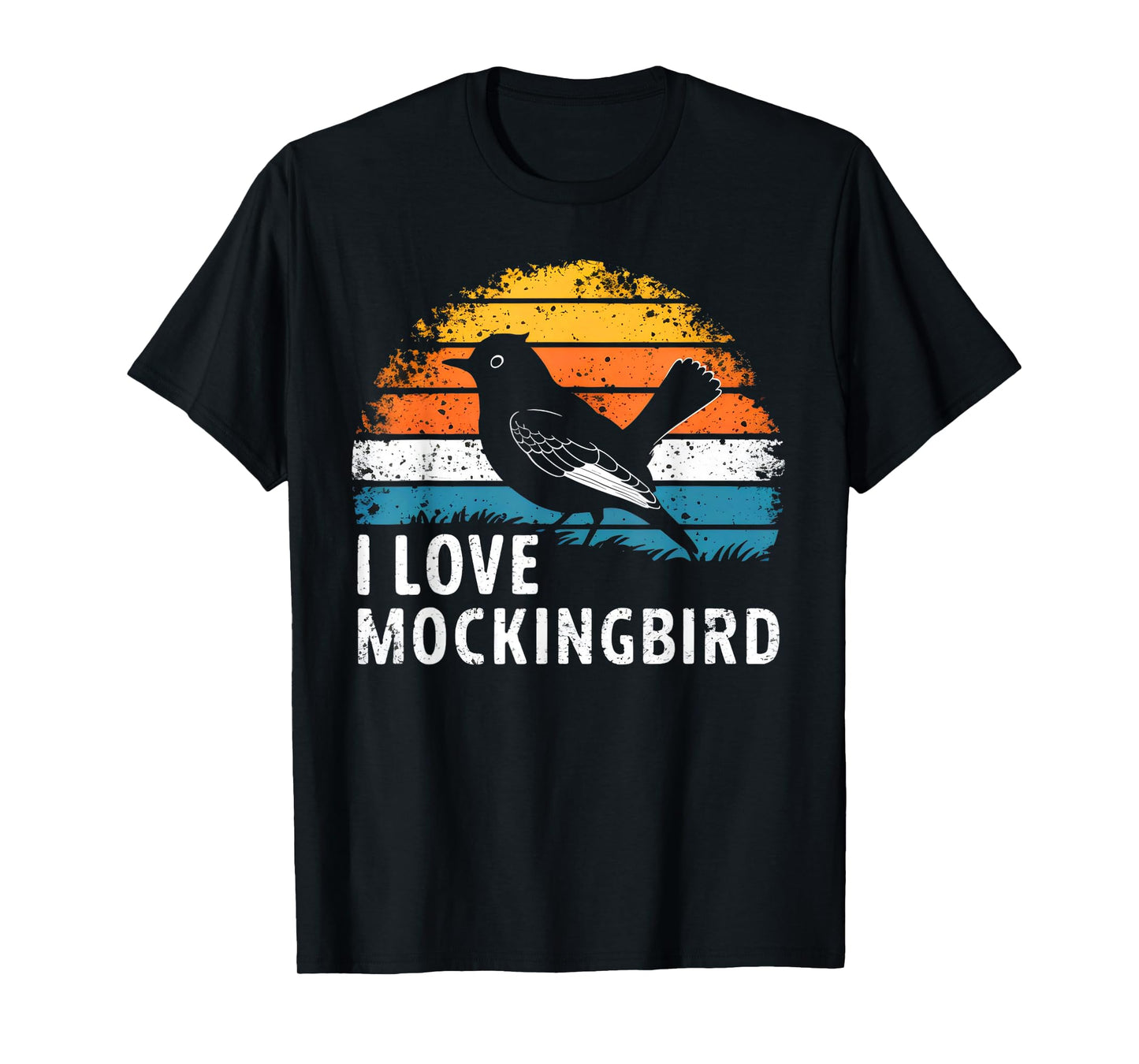 Mockingbird Bird Nature Lover Birding Vintage Sunset T-Shirt