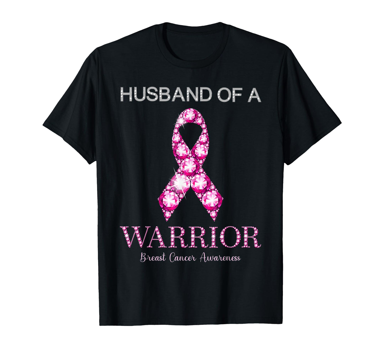 Husband Of A Warrior Breast Cancer Awareness Pink Ribbon T-Shirt
