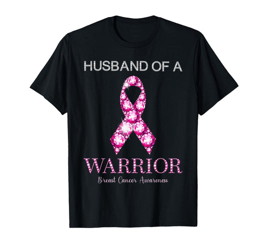 Husband Of A Warrior Breast Cancer Awareness Pink Ribbon T-Shirt
