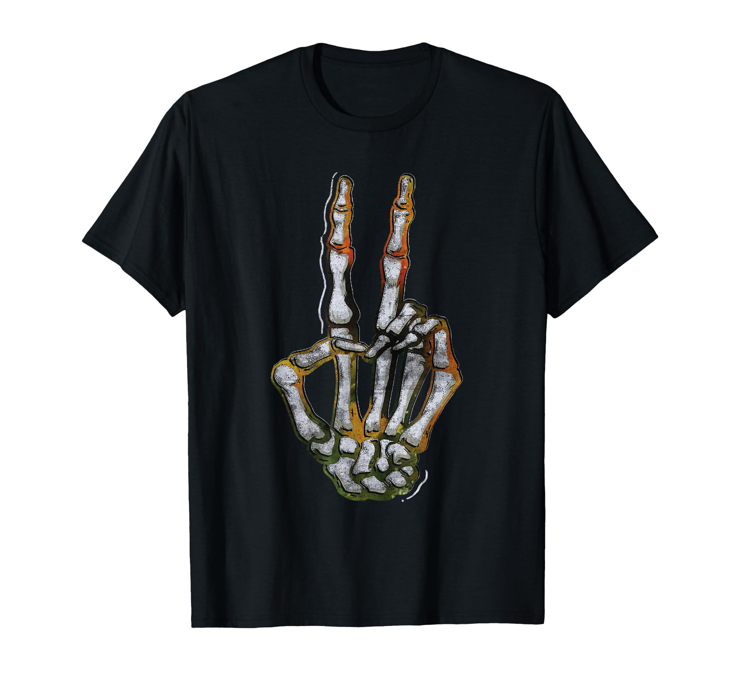 Peace Sign Skeleton Hand Spooky Halloween Skeleton Hand Sign T-Shirt
