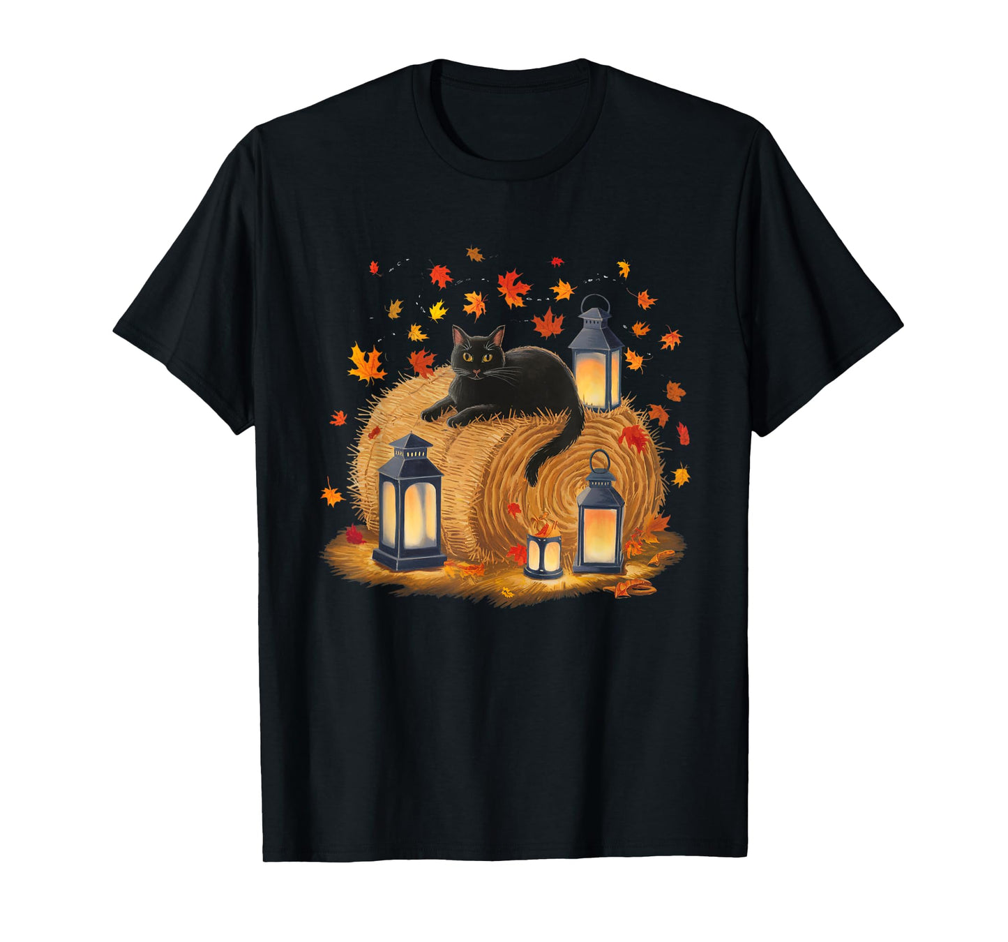 It's Fall YAll Cat Leaf Fall Tree Hello Autumn Halloween T-Shirt