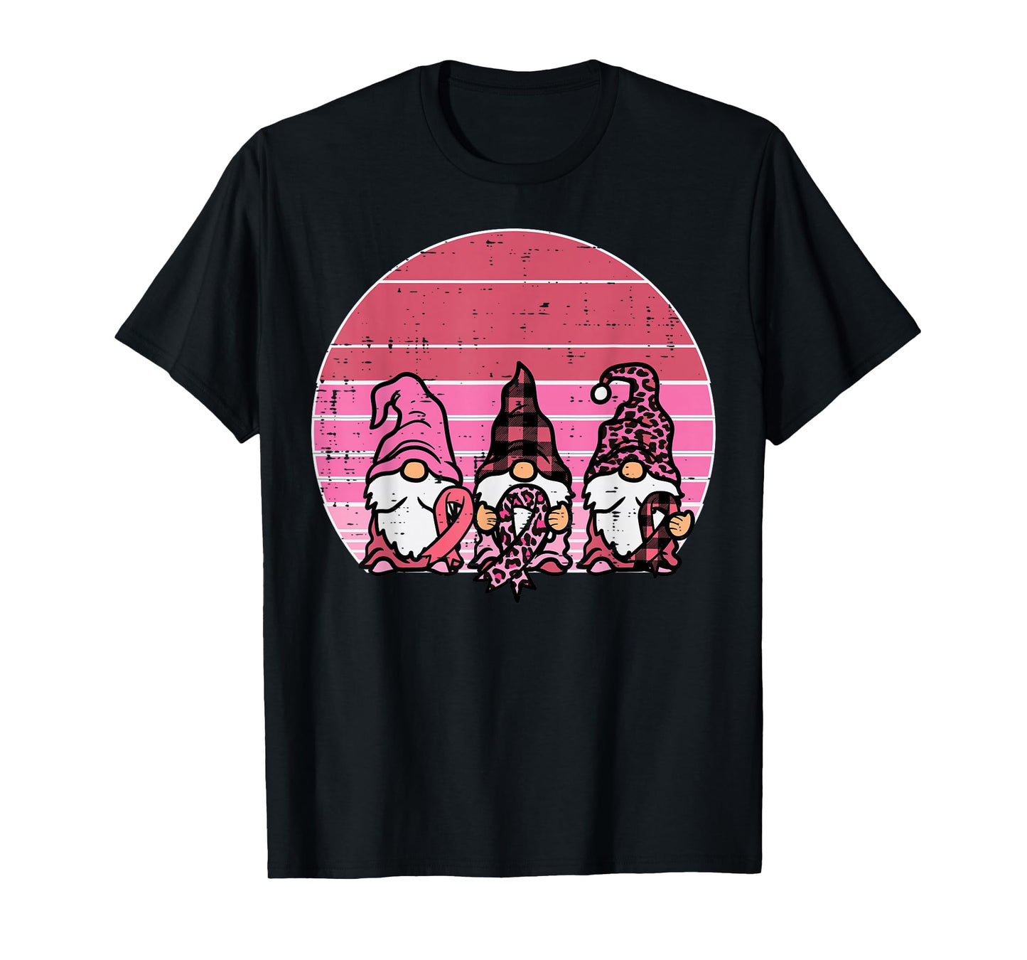 Pink Gnomes Support Retro Breast Cancer Awareness Women T-Shirt