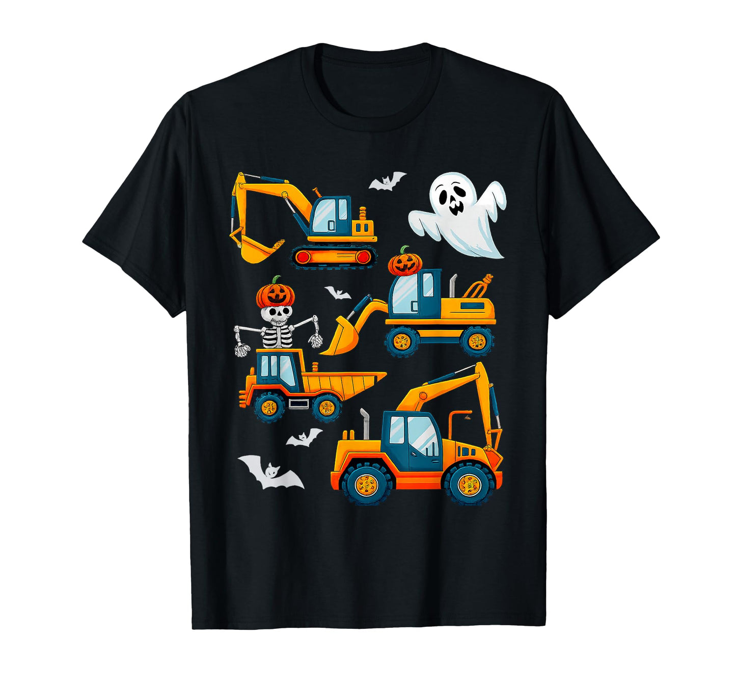 Halloween Skeleton Construction Vehicles Funny Cute T-Shirt