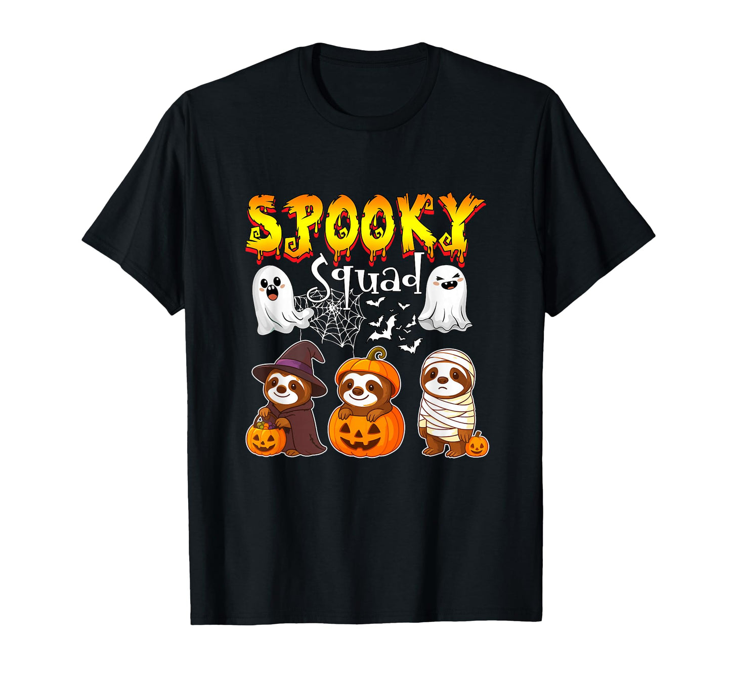 Spooky Halloween Squad Three Cute Sloths Cosplay Witch T-Shirt