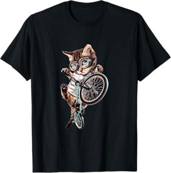 Cat riding BMX Bicycle T-Shirt