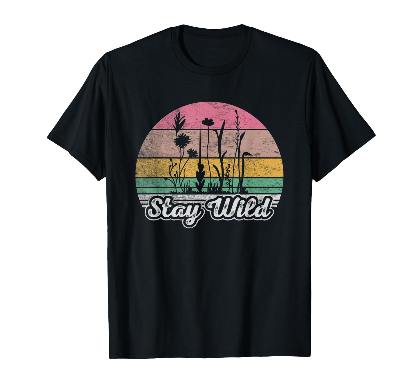 Retro Vintage Stay Wild Wildflower Inspirational Women Quote T-Shirt