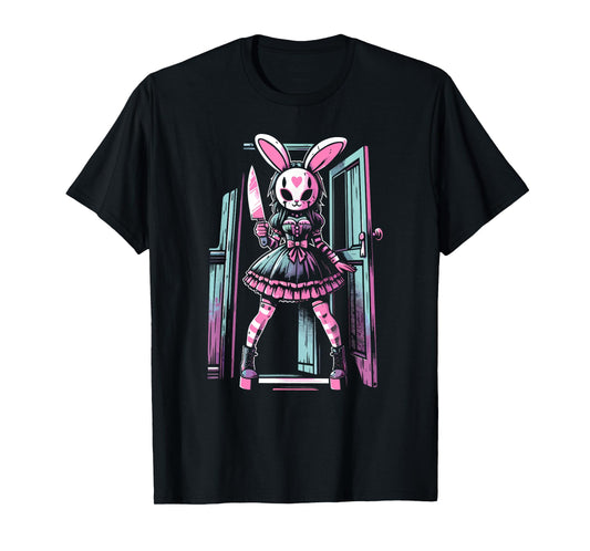 Pastel Goth Bunny Mask Girl Horror Slasher Anime Alt Rabbit T-Shirt