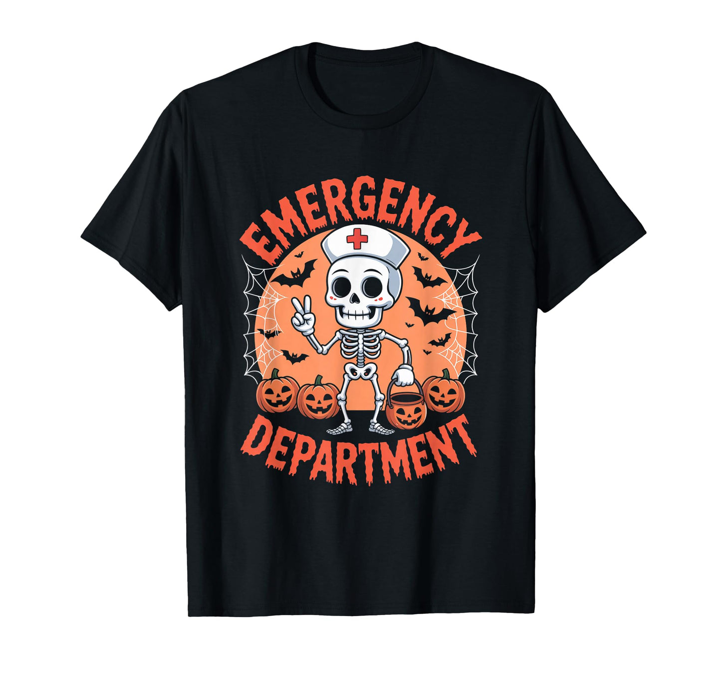 Skeleton Nurse Emergency Department Halloween Art Kids Boys T-Shirt