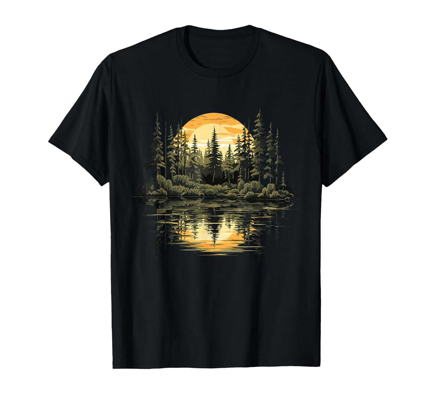 Trees Landscape Nature Lover Design For Men Women Unisex-Adult Classic Fit Short Sleeve T-Shirt Black Small