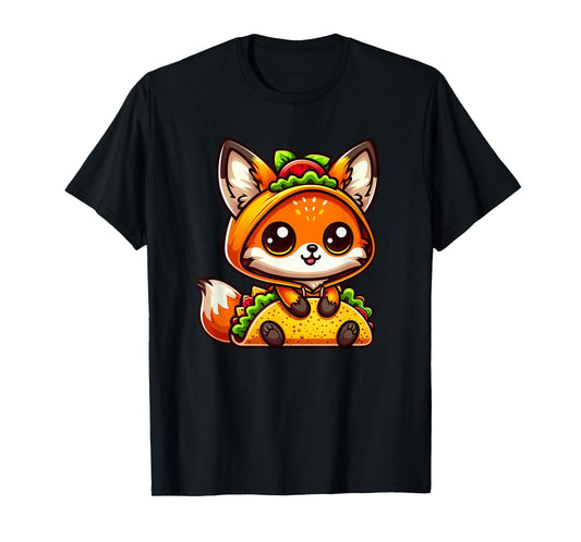 Cute Cartoon Taco Fox Mexican Food Fun T-Shirt